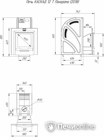 Дровяная банная печь Теплодар Каскад-12 Т Панорама (2018) в Красноуфимске