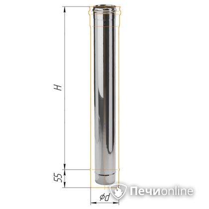 Дымоход Феррум Дымоход нержавейка 08 d-115 L=1м в Красноуфимске